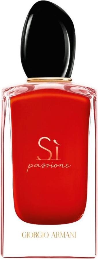 Czerwony flacon perfum Giorgio Armani Si Passione woda perfumowana 15ml na białym tle z eleganckim opakowaniem marki Armani