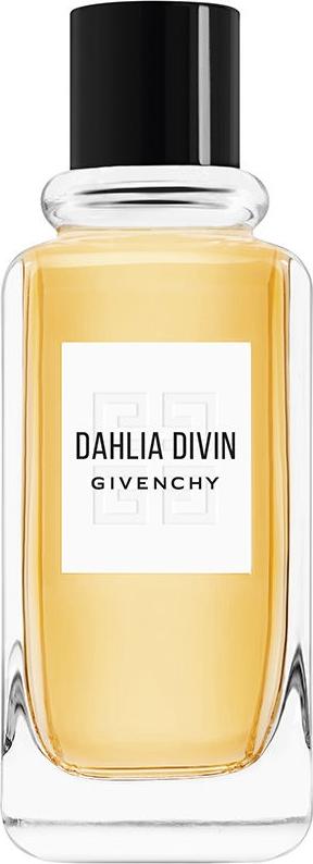 Flacon perfum GIVENCHY Dahlia Divin woda perfumowana 100ml z kolekcji Les Mythiques na białym tle z eleganckim opakowaniem marki Givenchy