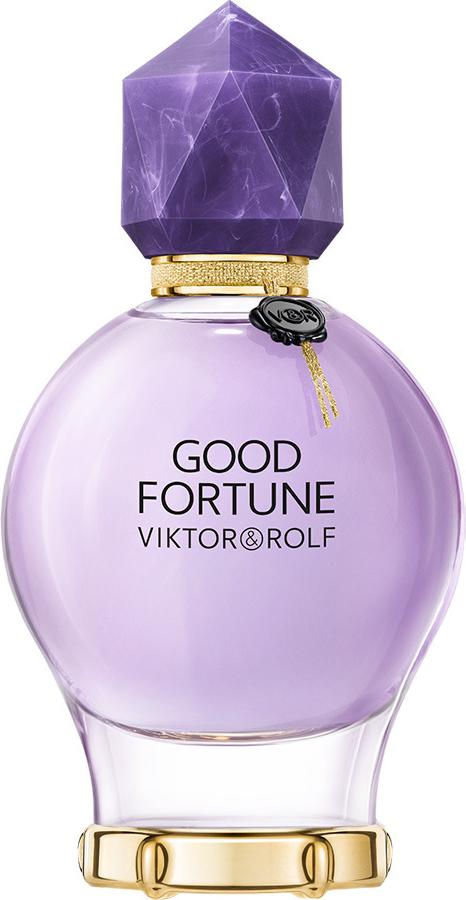 Flacon perfum Viktor & Rolf Good Fortune woda perfumowana 90ml dla kobiet na białym tle z eleganckim opakowaniem marki Viktor & Rolf