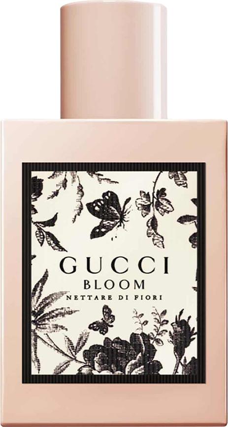 Flakon Gucci Bloom Nettare di Fiori woda perfumowana 50ml na białym tle - luksusowe perfumy kwiatowe marki Gucci w eleganckiej butelce