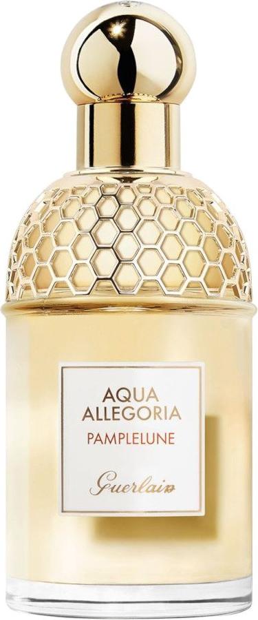 Flacon perfum GUERLAIN Aqua Allegoria Pamplelune Eau de Toilette z eleganckim opakowaniem marki Guerlain na białym tle w wysokiej jakości