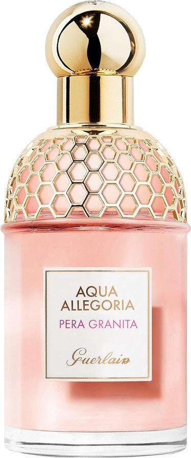 Flacon wody toaletowej Guerlain Aqua Allegoria Pera Granita 75ml z eleganckim opakowaniem marki Guerlain na białym tle