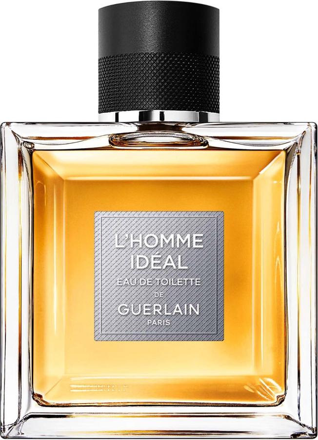 Flacon Guerlain L'Homme Ideal woda toaletowa 50ml - eleganckie opakowanie perfum męskich w klasycznym stylu marki Guerlain na białym tle