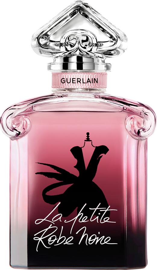 Flacon perfum Guerlain La Petite Robe Noire Eau de Parfum Intense EDP 100ml z eleganckim opakowaniem marki Guerlain na białym tle