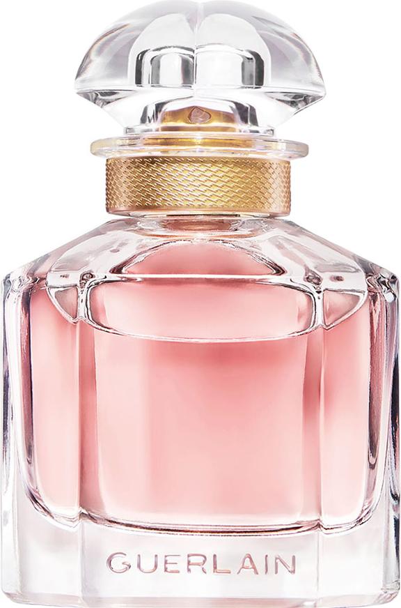 Guerlain Mon Guerlain woda perfumowana 30ml w luksusowym różowym flakonie na białym tle - elegancki orientalno-drzewny zapach dla kobiet