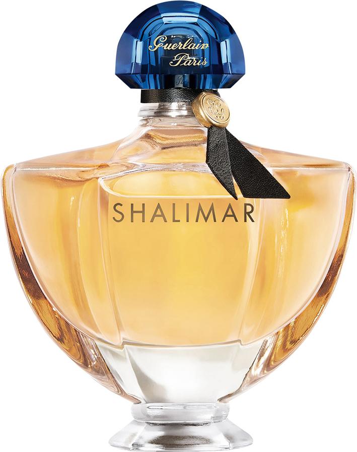 Flacon perfum GUERLAIN Shalimar Woda Toaletowa 50ml - elegancka butelka z orientalnymi perfumami dla kobiet na białym tle z logo marki