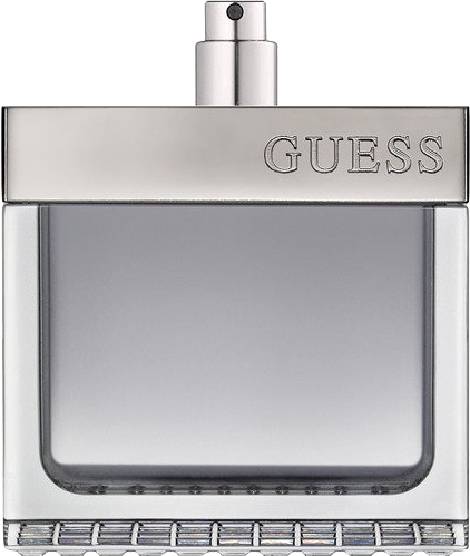 Flacon Guess Seductive Homme woda toaletowa męska 100ml na białym tle - elegancka butelka perfum z logo marki Guess w kolorystyce black