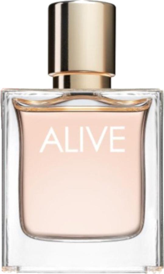 Hugo Boss Alive woda perfumowana 80ml w złotym flakonie - luksusowe perfumy damskie marki Hugo Boss na białym tle z eleganckim opakowaniem