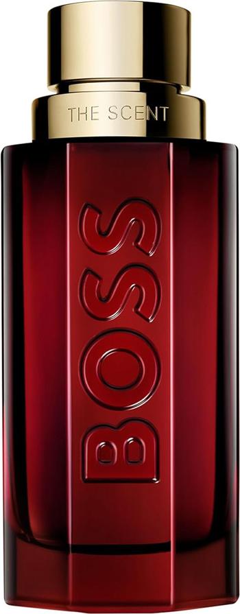 Flacon perfum Hugo Boss BOSS The Scent Elixir For Him 50ml z eleganckim opakowaniem marki Hugo Boss na białym tle - męskie perfumy premium