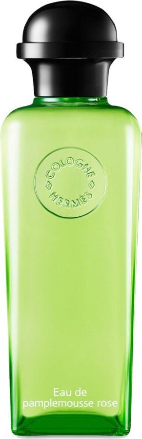 Flacon wody kolońskiej Hermes Eau de Pamplemousse Rose 100ml unisex z cytrusowym aromatem różowego grejpfruta na białym tle