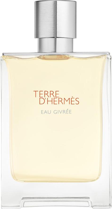 Flacon wody perfumowanej HERMÈS Terre d'Hermès Eau Givrée dla mężczyzn z eleganckim opakowaniem marki Hermès na białym tle