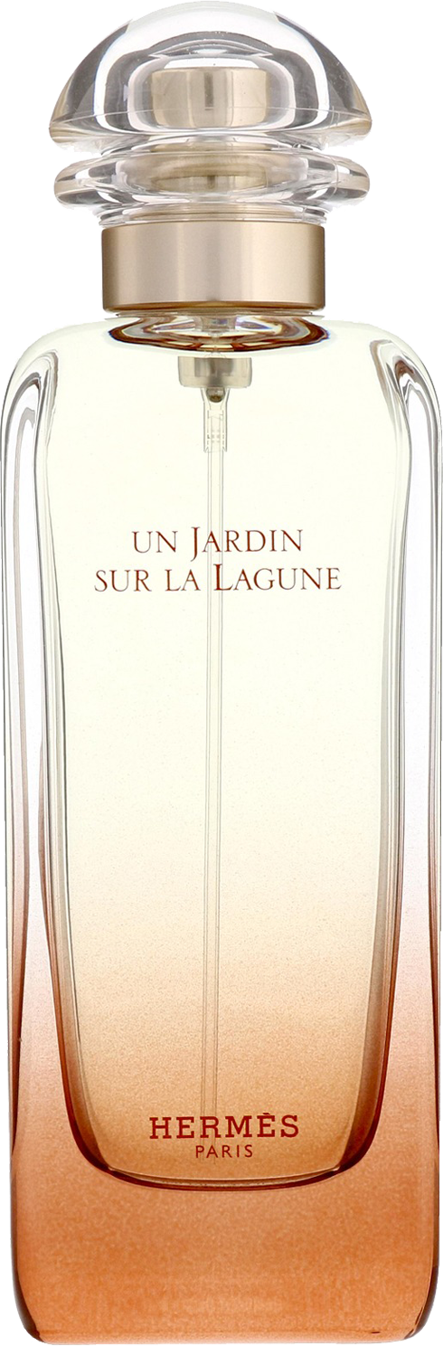 Flacon perfum Hermes Un Jardin Sur La Lagune woda toaletowa damska 50ml w eleganckim opakowaniu marki Hermes na białym tle