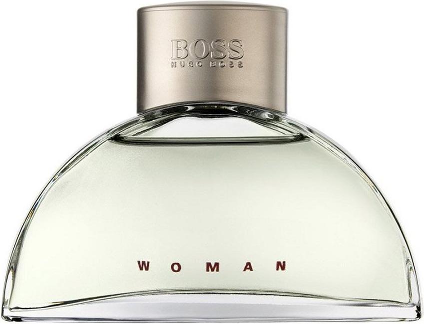 Flacon perfum Hugo Boss Boss Woman woda perfumowana 90ml na białym tle - eleganckie opakowanie z minimalistycznym designem marki Hugo Boss