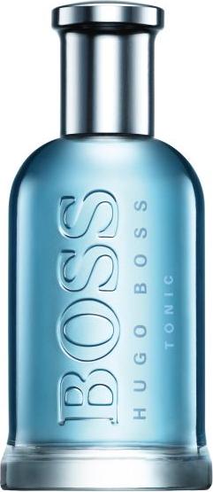 Flacon wody toaletowej HUGO BOSS Boss Bottled Tonic 100ml dla mężczyzn w eleganckim opakowaniu z logo marki Hugo Boss na białym tle