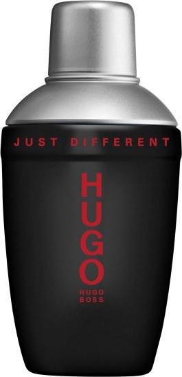 Flacon wody toaletowej Hugo Boss Just Different 75ml dla mężczyzn na białym tle z eleganckim opakowaniem marki Boss