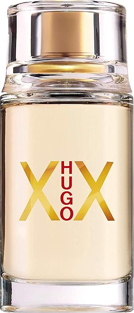 Flacon wody toaletowej Hugo Boss Hugo XX Woman 100ml na białym tle - eleganckie perfumy damskie marki Hugo Boss w stylowym opakowaniu
