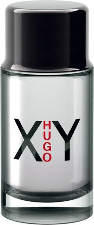 Flacon wody toaletowej Hugo Boss Hugo XY Man 100ml na białym tle - eleganckie opakowanie drzewno-aromatycznych perfum dla mężczyzn