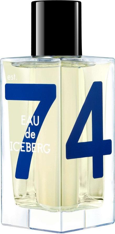 Flacon wody toaletowej Iceberg Eau de Iceberg Cedar 100ml dla mężczyzn na białym tle z eleganckim opakowaniem marki Iceberg