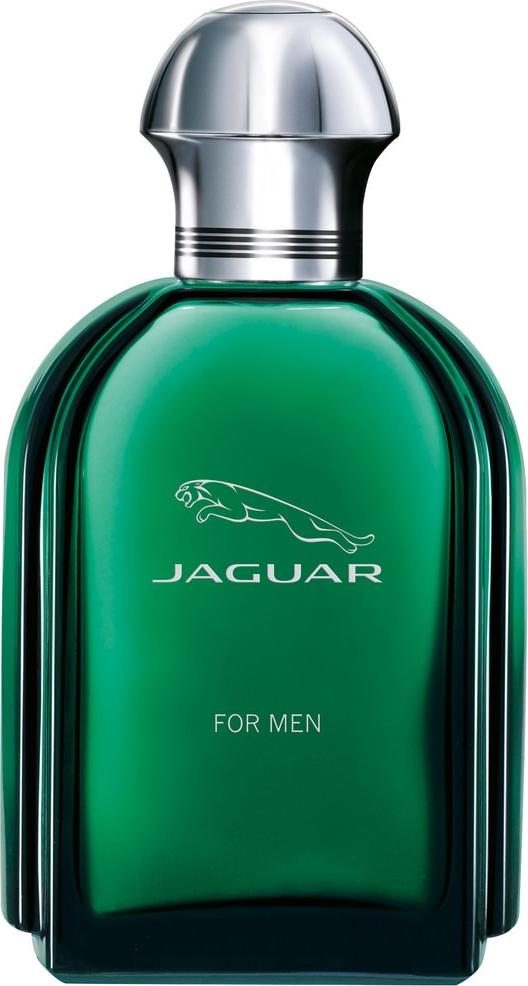 Flacon wody toaletowej Jaguar for Men 100ml na białym tle - eleganckie perfumy męskie w klasycznym opakowaniu marki Jaguar