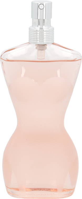 Flakon Jean Paul Gaultier Classique woda toaletowa 50ml w kształcie kobiecego torsu na białym tle z eleganckim opakowaniem marki