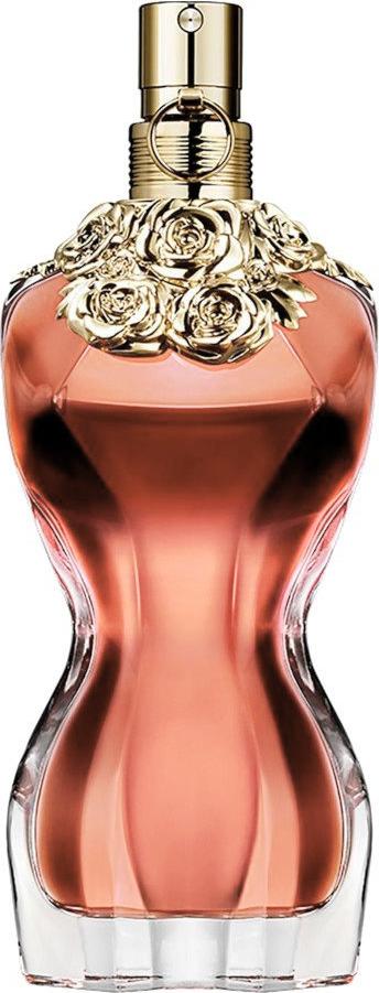 Flacon perfum Jean Paul Gaultier La Belle woda perfumowana 50ml w eleganckim opakowaniu na białym tle z logo marki JPG
