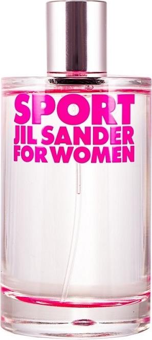 Flacon wody toaletowej Jil Sander Sport for Women 50ml na białym tle, eleganckie opakowanie perfum dla aktywnych kobiet marki Jil Sander