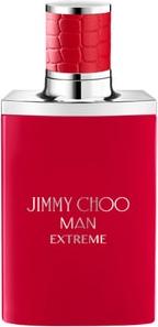 Flacon wody perfumowanej Jimmy Choo Man Extreme dla mężczyzn w eleganckiej butelce z logo marki na białym tle sklepowym