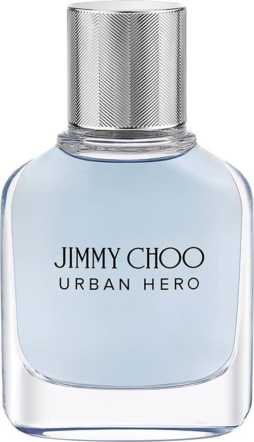 Flacon perfum Jimmy Choo Urban Hero woda perfumowana 30ml dla mężczyzn w eleganckiej butelce z logo marki na białym tle