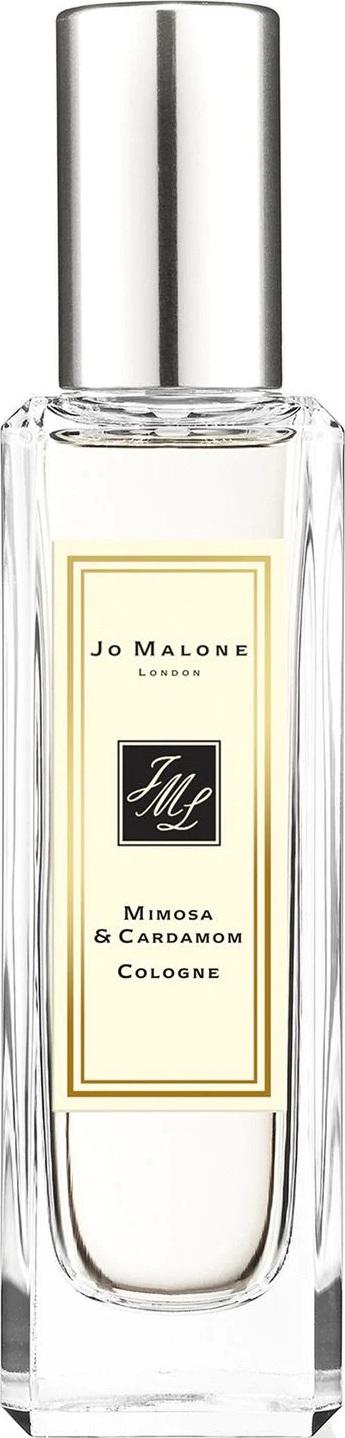 Flacon Jo Malone Mimosa & Cardamom woda kolońska 30ml w minimalistycznym opakowaniu brytyjskiej marki perfum na białym tle