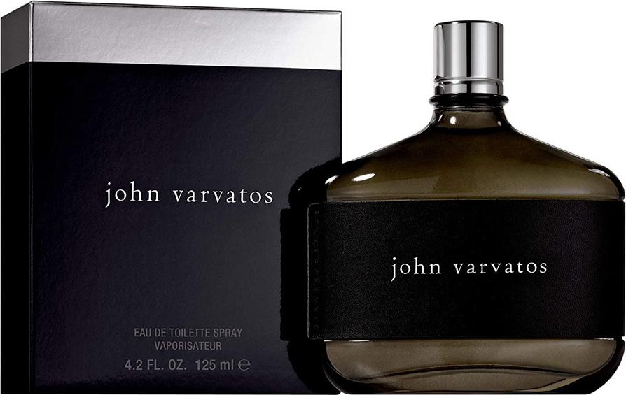 Flacon wody toaletowej John Varvatos Man 125ml na białym tle - eleganckie perfumy męskie w charakterystycznym opakowaniu marki John Varvatos