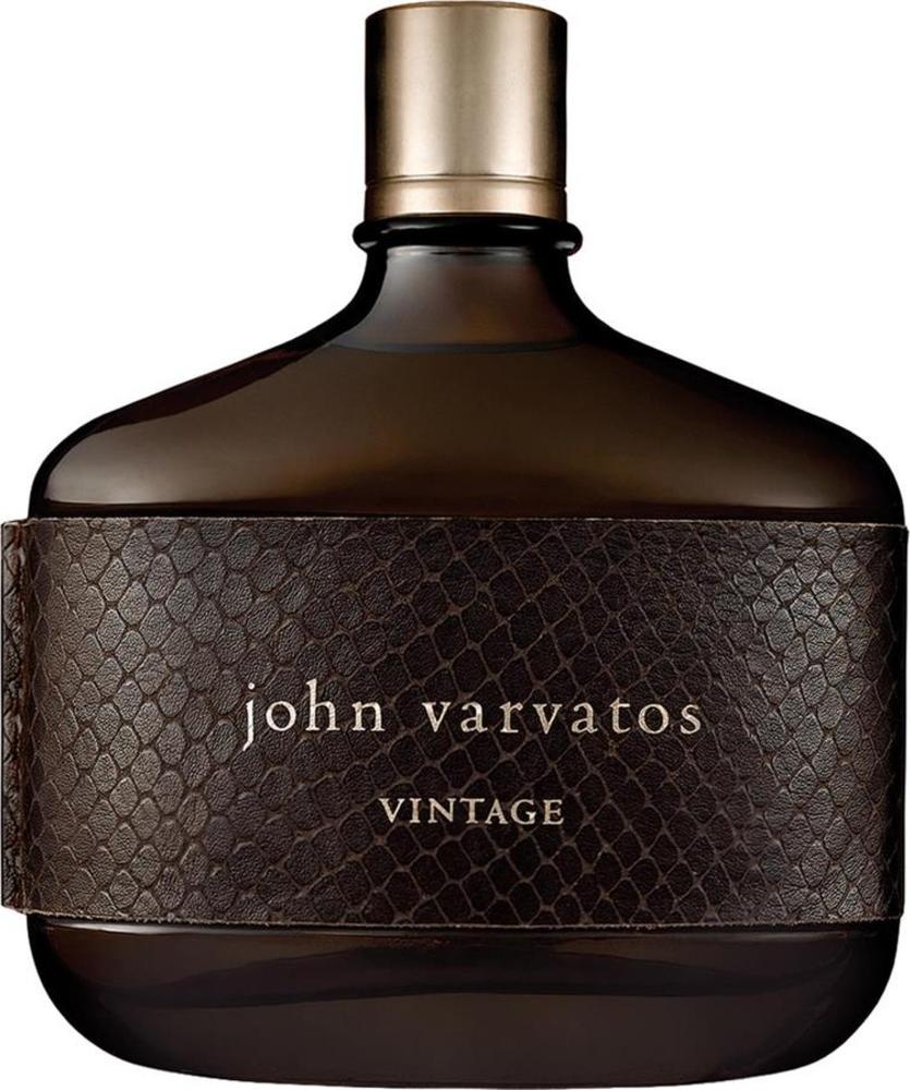 Flakon John Varvatos Vintage woda toaletowa 75ml ze skórzanym paskiem na białym tle - męskie perfumy premium w eleganckim opakowaniu