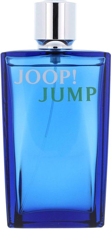 Butelka wody toaletowej JOOP! Jump 100ml w eleganckiej niebieskiej butelce z logo marki Joop! na białym tle - męskie perfumy
