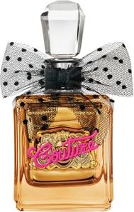 Flacon perfum Juicy Couture Gold Couture woda perfumowana 100ml dla kobiet w eleganckim opakowaniu z logo marki Juicy Couture na białym tle