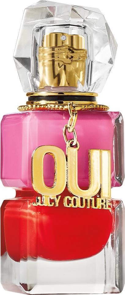 Flacon wody perfumowanej Juicy Couture Oui 30ml z eleganckim opakowaniem marki Juicy Couture na białym tle w wysokiej jakości