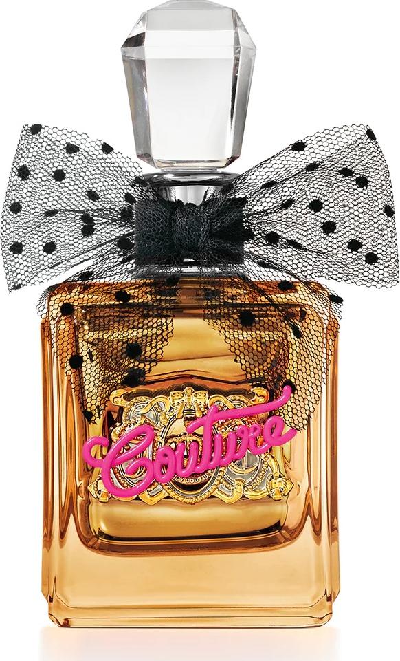 Flacon perfum Juicy Couture Gold Couture woda perfumowana 30ml w eleganckim opakowaniu marki Juicy Couture na białym tle