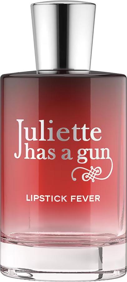 Woda perfumowana JULIETTE HAS A GUN LIPSTICK FEVER w eleganckiej czerwonej butelce na białym tle - zmysłowy zapach z fiołkiem i malinami
