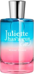 Flacon perfum JULIETTE HAS A GUN Miami Shake woda perfumowana w pastelowych odcieniach Miami na białym tle z eleganckim opakowaniem