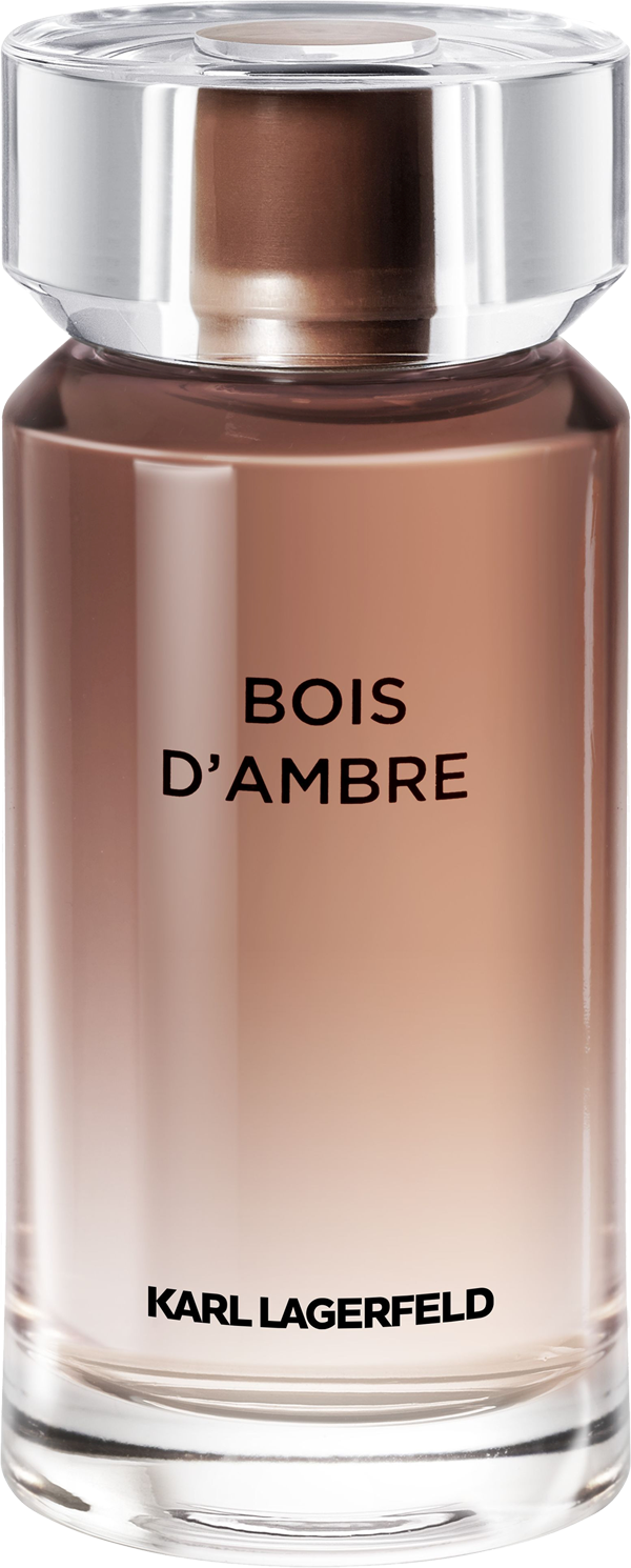 Flacon wody toaletowej Karl Lagerfeld Bois d'Ambre 50ml dla mężczyzn z eleganckim opakowaniem na białym tle - perfumy bursztynowe