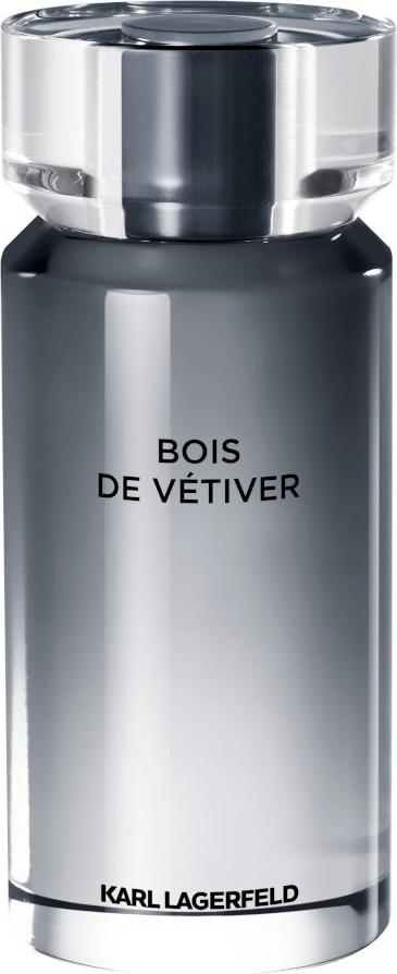Flacon wody toaletowej Karl Lagerfeld Bois de Vetiver 100ml dla mężczyzn z eleganckim opakowaniem marki Karl Lagerfeld na białym tle