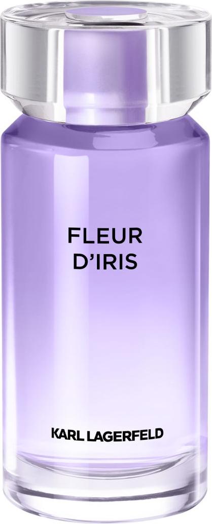 Flacon wody perfumowanej Karl Lagerfeld Les Matières Base Fleur d'Iris 50ml na białym tle z eleganckim opakowaniem marki Karl Lagerfeld