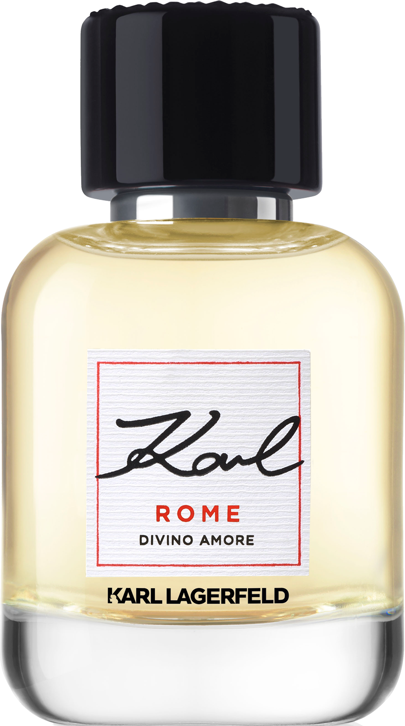 Flacon wody perfumowanej Karl Lagerfeld Rome 60ml z eleganckim opakowaniem marki Karl Lagerfeld na białym tle - perfumy damskie