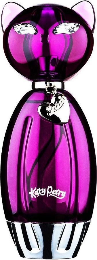 Katy Perry Purr woda perfumowana 100ml w fioletowym flakonie w kształcie kota z logo marki na eleganckim tle produktowym