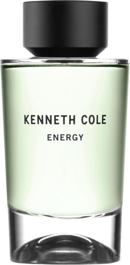 Flacon wody toaletowej Kenneth Cole Energy unisex 100ml w eleganckiej butelce z logo marki Kenneth Cole na białym tle