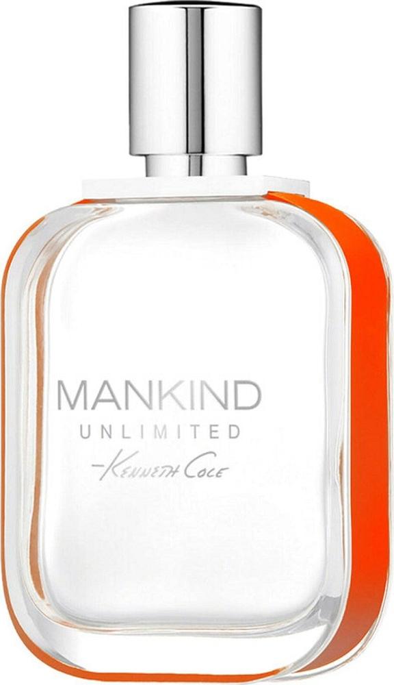 Flacon wody toaletowej Kenneth Cole Mankind Unlimited dla mężczyzn 100ml w eleganckiej butelce z logo marki Kenneth Cole na białym tle
