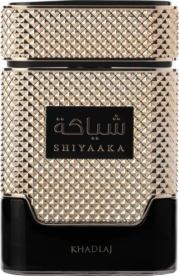 Flacon perfum Khadlaj Shiyaaka Gold woda perfumowana 100ml unisex z orientalnymi nutami bergamotki, jaśminu i bursztynu na białym tle