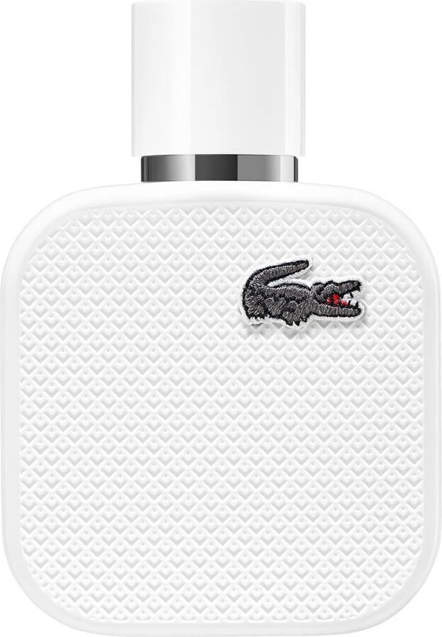 Flacon perfum Lacoste L.12.12 Blanc Eau de Parfum For Him EDP 50ml z kultowym logo krokodyla na białym minimalistycznym opakowaniu