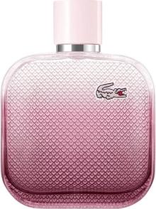Flakon perfum Lacoste L.12.12 Róża Eau Intense woda toaletowa 100ml z kultowym wzorem piqué i haftowanym krokodylem na białym tle