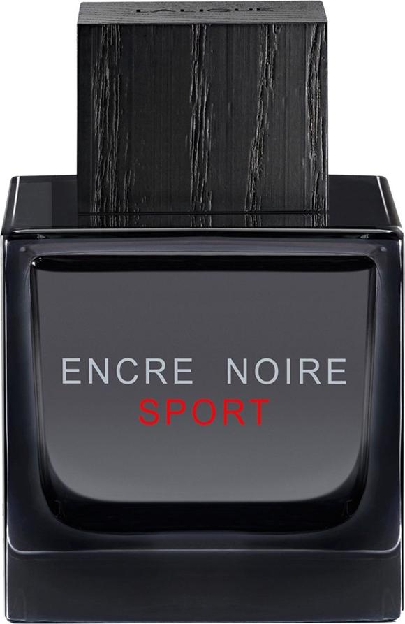 Flacon wody toaletowej Lalique Encre Noire Sport pour Homme 100ml w eleganckim opakowaniu z logo marki Lalique na białym tle