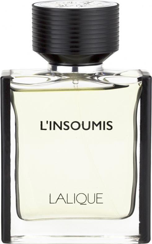 Flacon wody toaletowej Lalique L'Insoumis 100ml dla mężczyzn z eleganckim opakowaniem marki Lalique na białym tle