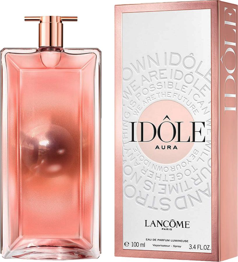 Flakon perfum Lancome Idole Aura woda perfumowana 50ml z charakterystyczną mieniącą się perłą w eleganckim opakowaniu marki Lancome